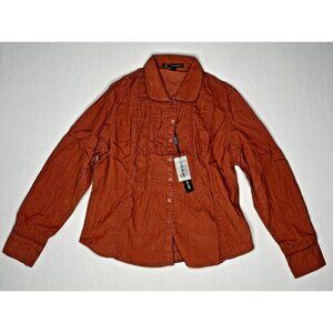 Coupé Corduroy Shirt Long Sleeve Button Up Burnt Orange Size XL Womens 90s Y2K
